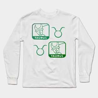 Taurus Birth Sign - Green Long Sleeve T-Shirt